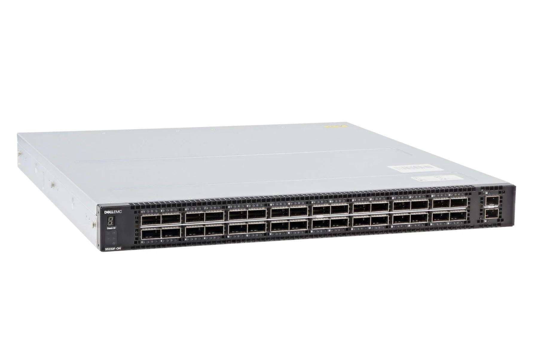 Dell S5232F-ON 1U, multilayer switch with 32x 100 GbE QSFP28 ports and 2x 10 GbE SFP+ ports