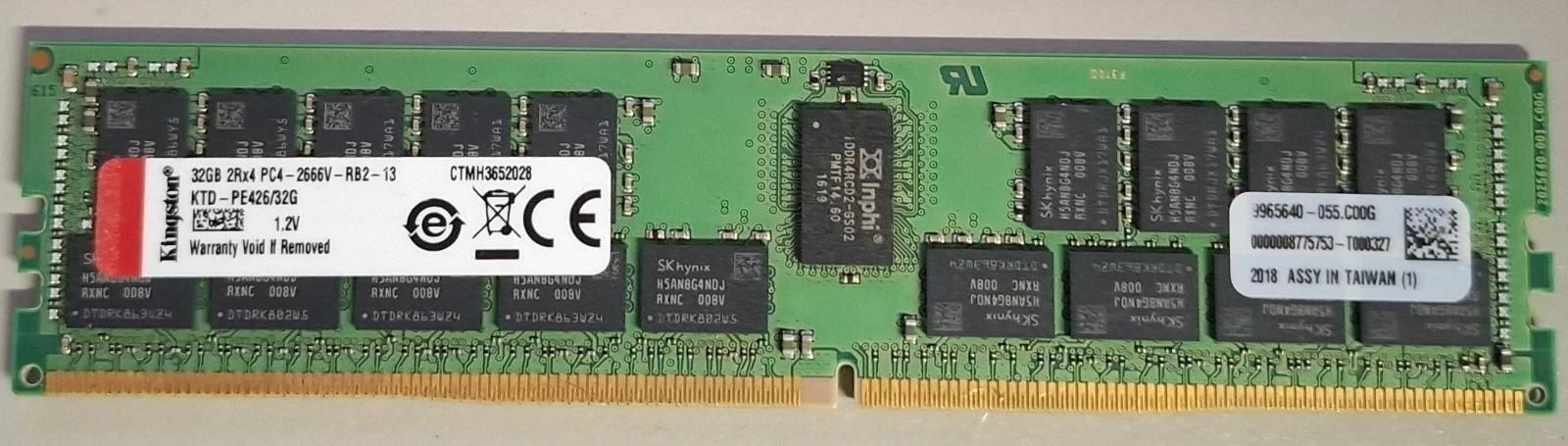 Kingston KTD-PE426/32G Dell 32GB DDR4 2666Mhz ECC Registered Memory RAM DIMM